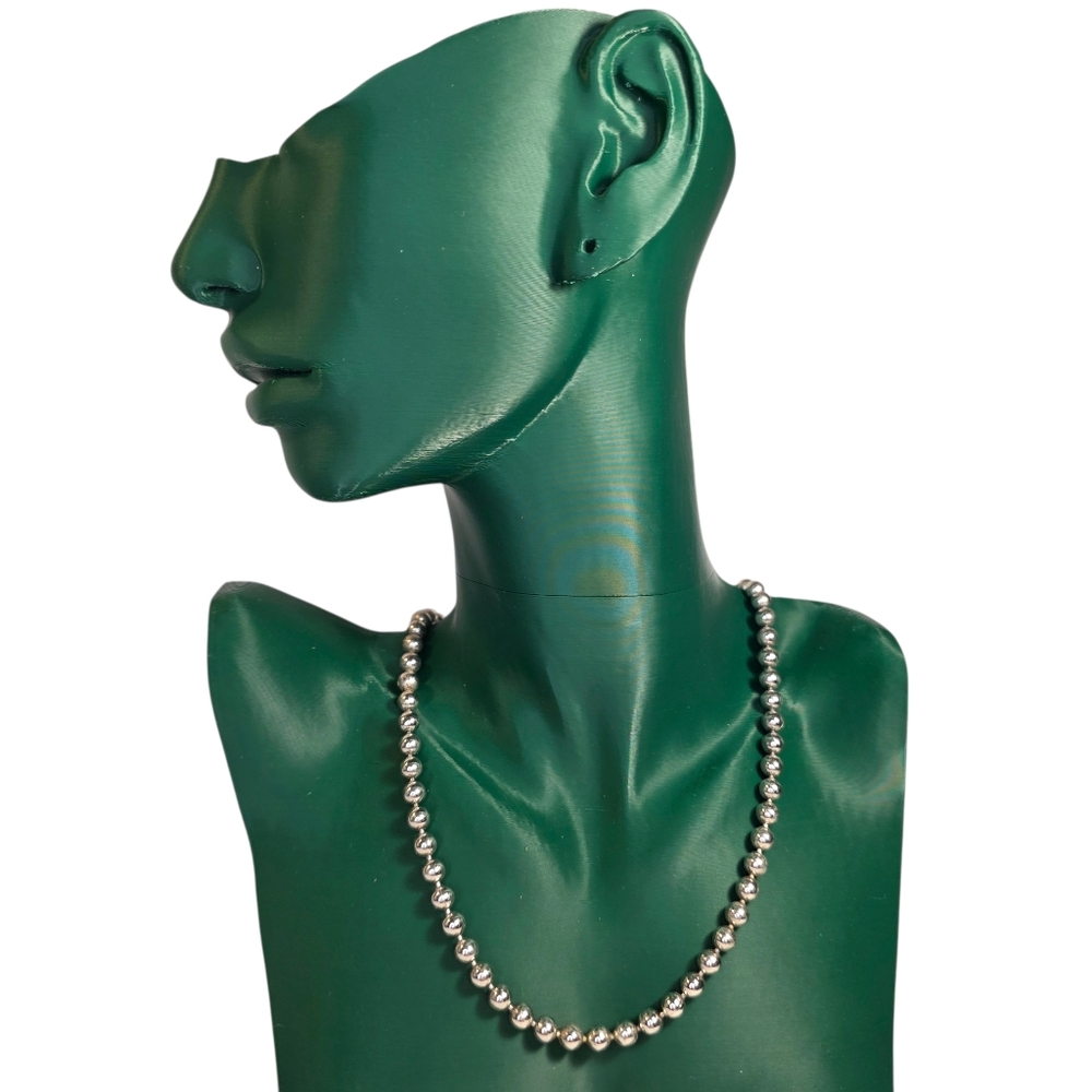 Avon Vintage Jewelry Necklace Small Round Silver Metal Ball Minimalist Chain - Picture 2 of 7